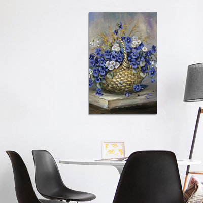 Basket In Blue by Katharina Schöttler - Wrapped Canvas Print