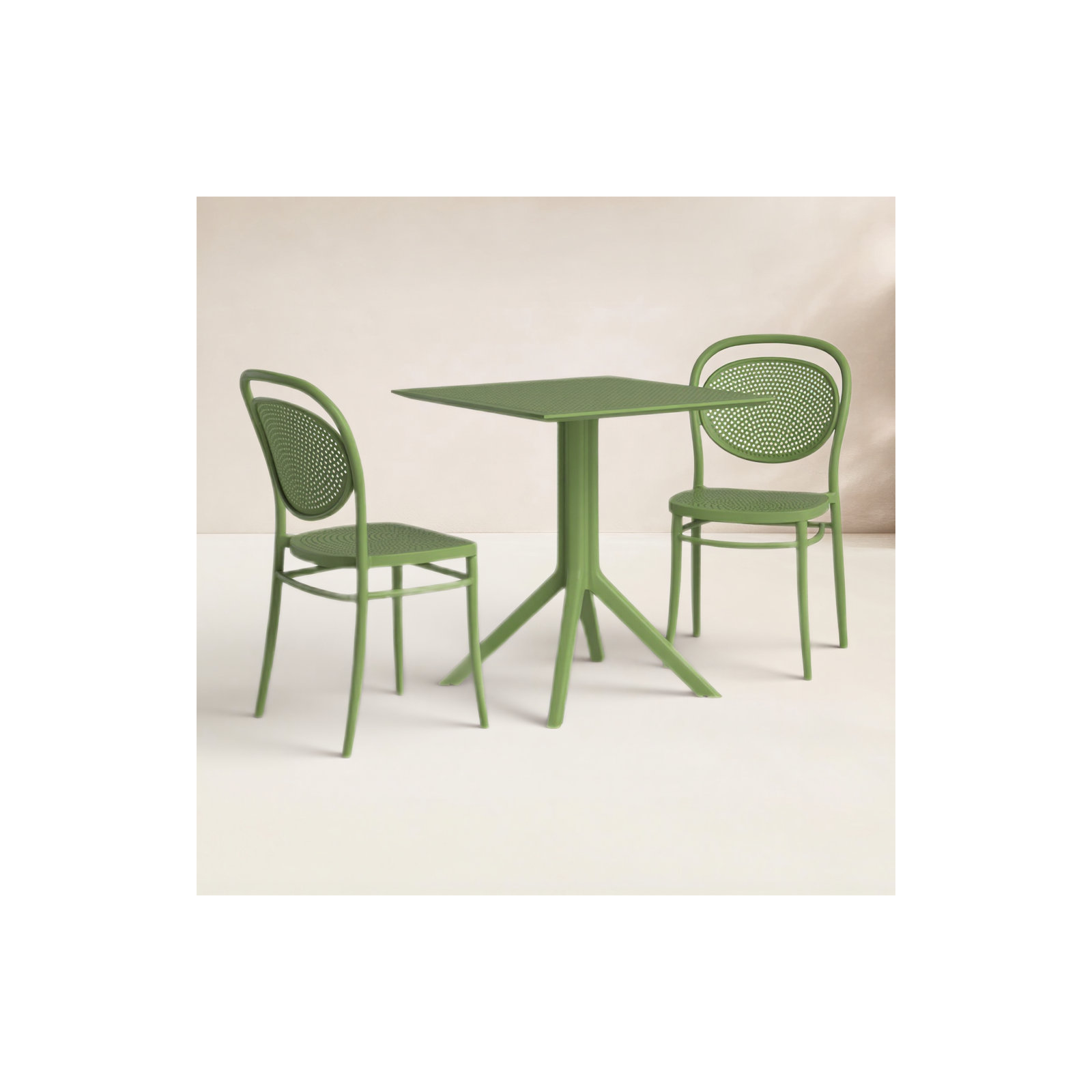 Farrah Square 2 - Person 27.5" Long Bistro Set, Olive Green