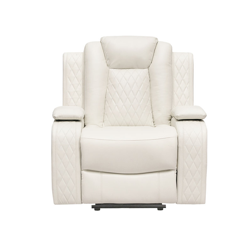 Fauteuil inclinable manuel en cuir de 38,6 po de largeur, White Faux Leather