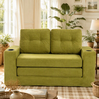Convertible 2-in-1 Sofa Bed with High-Density Memory Foam Support, Fold-Out Floor Couch for Living Room or Bedroom Use.