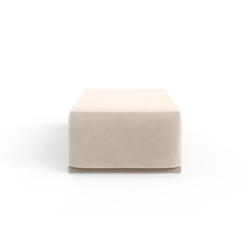 70cm Wide Velvet Pouffe Ottoman, Beige