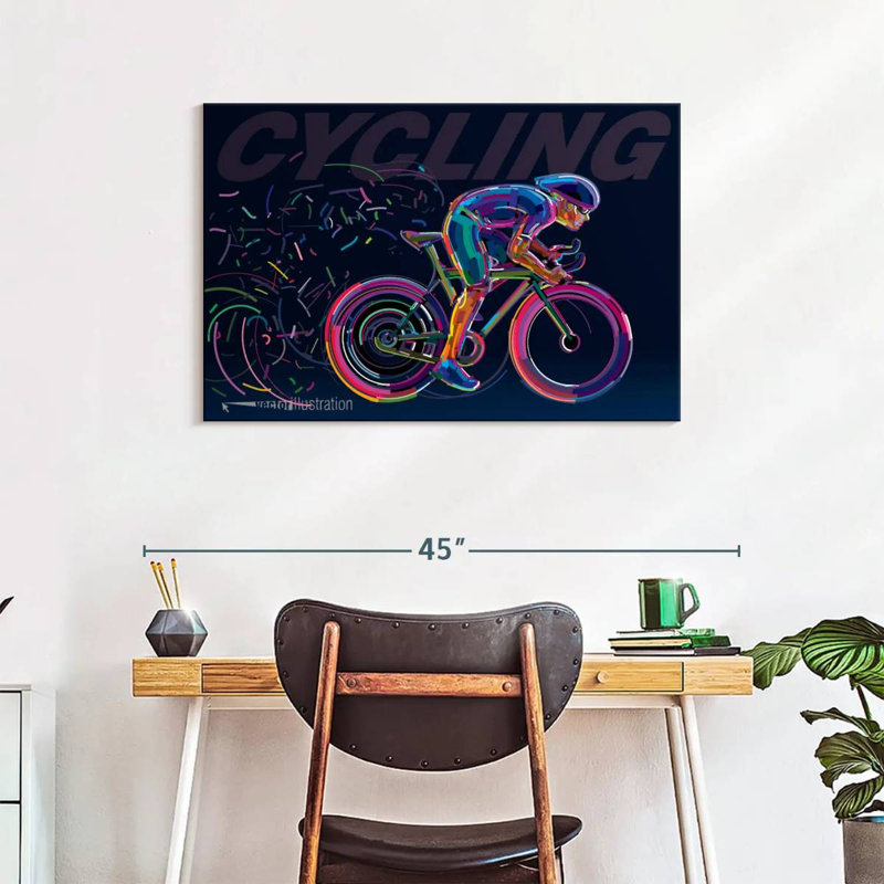 Sirci abstrait à vélo, H 24 po x l 36 po