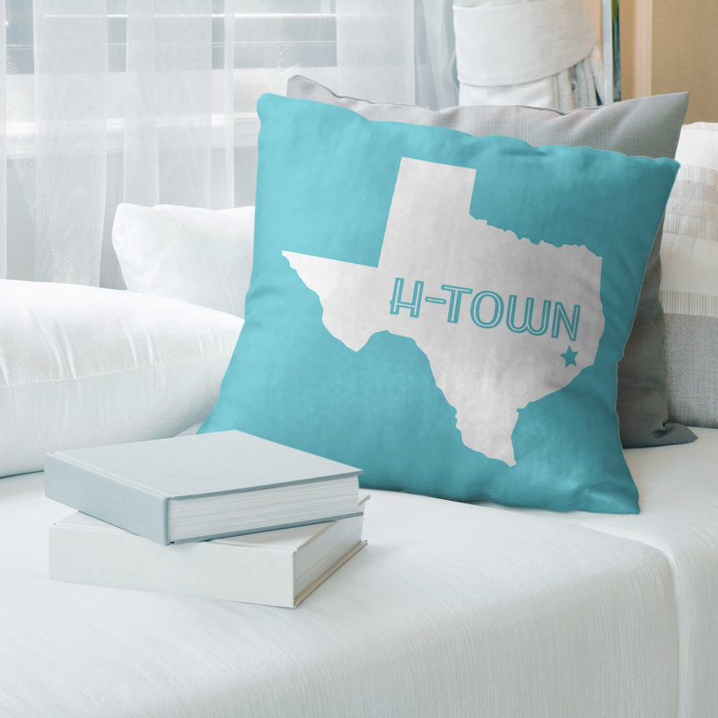 Housse de coussin, H-Town, 14 po x 14 po, Bleu sarcelle