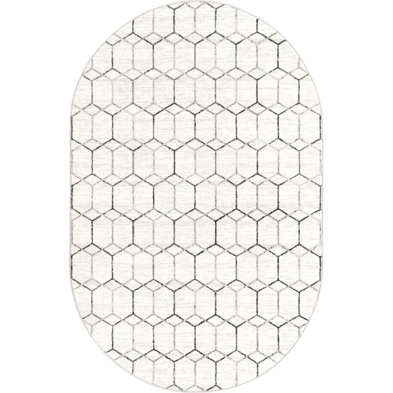 Eshin Geometric Indoor Rug, Oval 5'3" x 8'