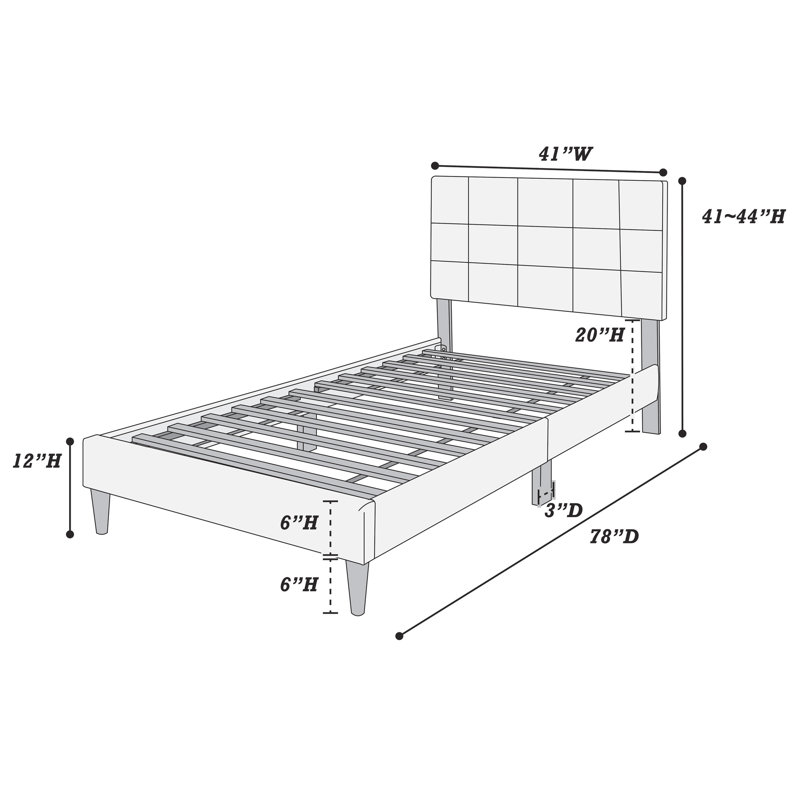 Twin Adjustable Headboard Bed With Linen Cover - Comfortable & Modern Design 12 Support Blend For A Relaxing Night, Pink