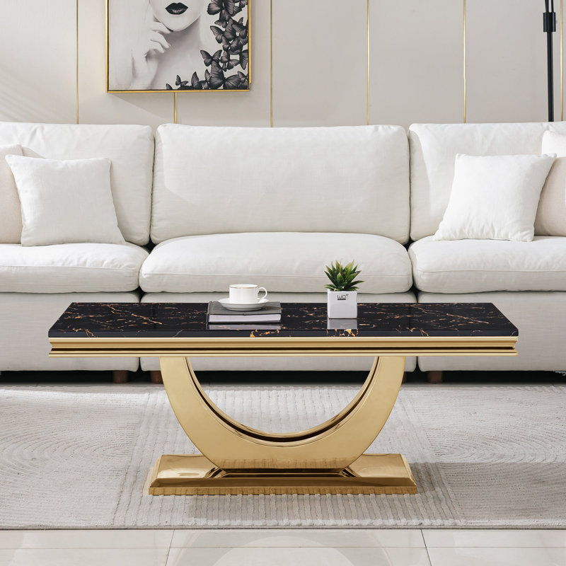 Table basse Burdell Ct302, Noir, noir, noir, noir, Doré