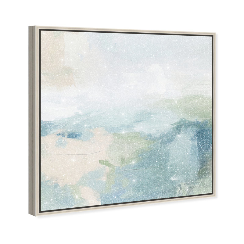Turquoise Echoes I Canvas Abstract Print by Oliver Gal, Black Frame, 12 x 12, 13"H x 13"W, Silver Frame