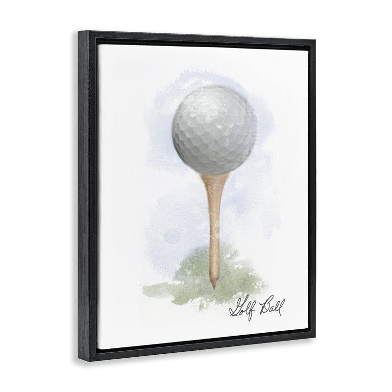 Cadre de golf flottant sur un té en pastel doux, design par Matthew Piotrowicz, Cadre flottant noir de jais