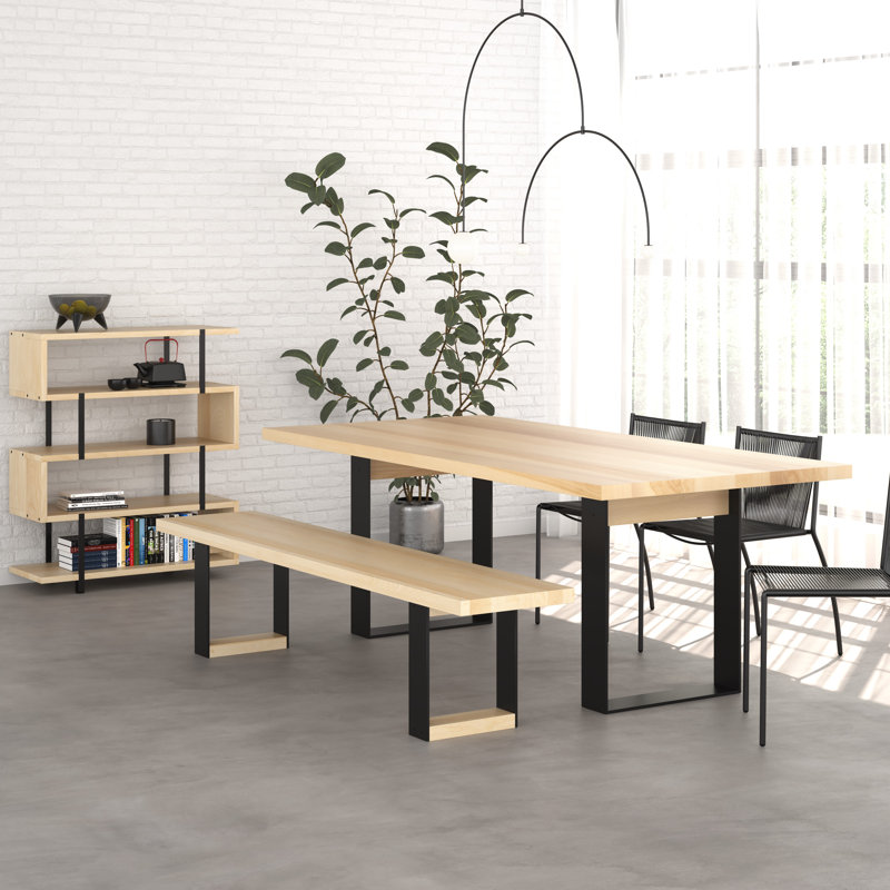 Bibliothèque en bois de bouleau et acier, (4 tablettes) H 45 po x l 36 po x P 14 po, Naturel