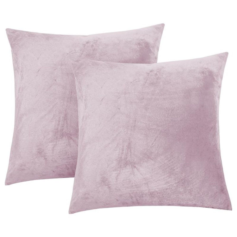 Aspire Homeware Square Plain Velvet Scatter Cushion Cover, Pink Rose, Pack of 2