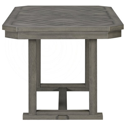 Rubber Wood Dining Set with Artistic Wood Grain Pattern