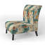 Fauteuil de chambre rustique à motif cachemire doré et turquoise I