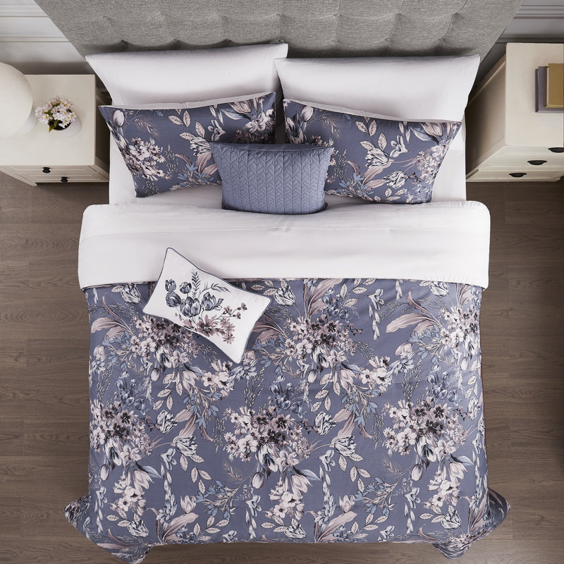 Modern Threads 5-Piece Printed Thea Comforter Set, Queen Comforter + 4 Additional Pieces