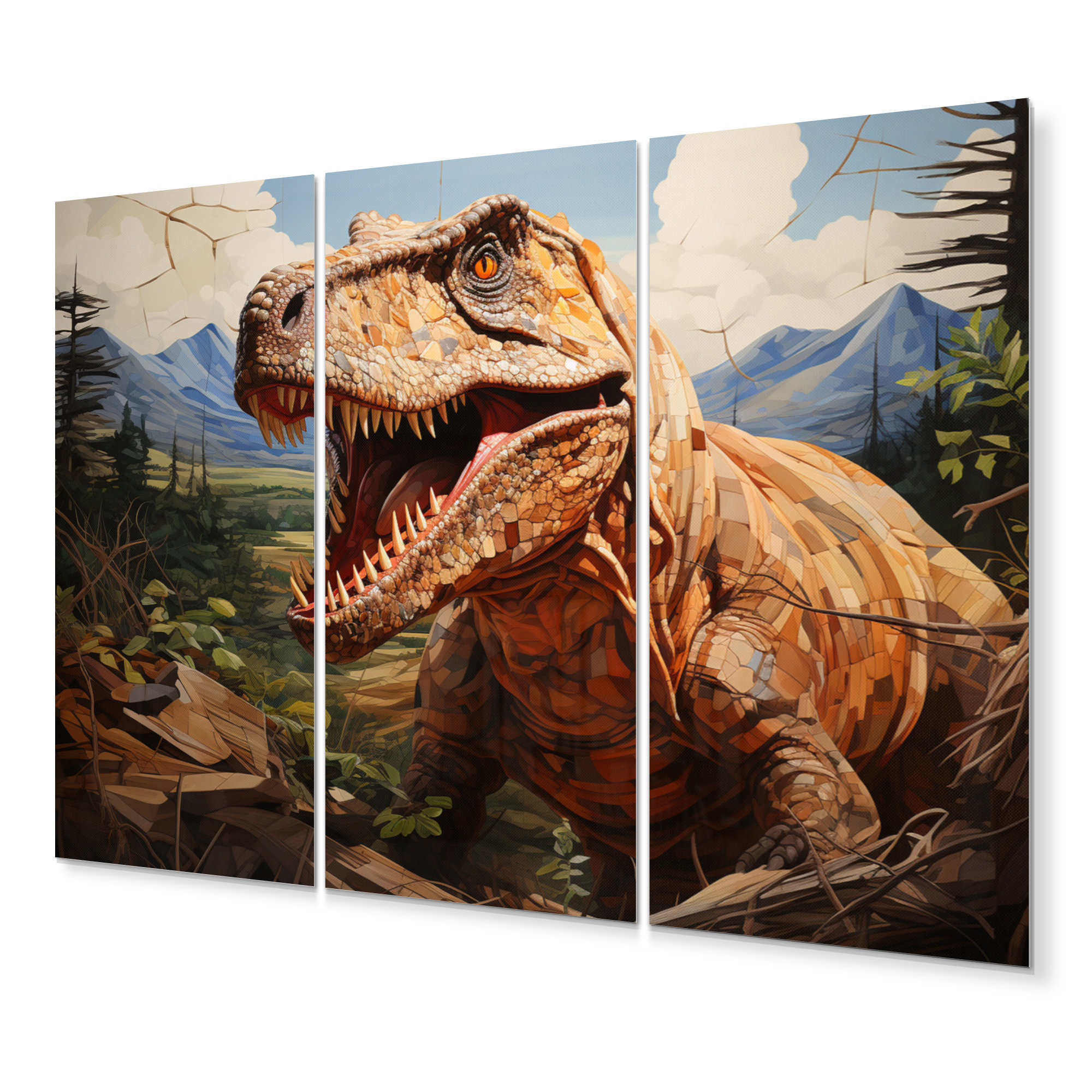 DesignArt Dinosaur Prehistoric Legacy Pastoral II - Animals Metal Wall