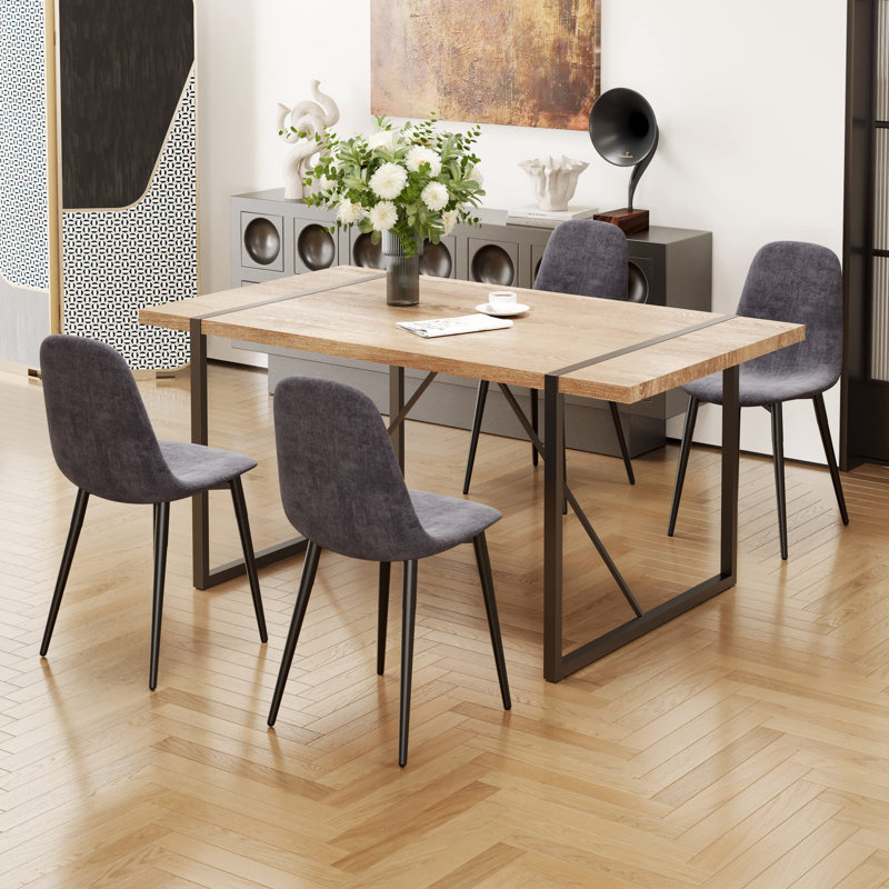 Ensemble de table de salle à manger 55 po, 5 pièces: table, 4 chaises, Gris
