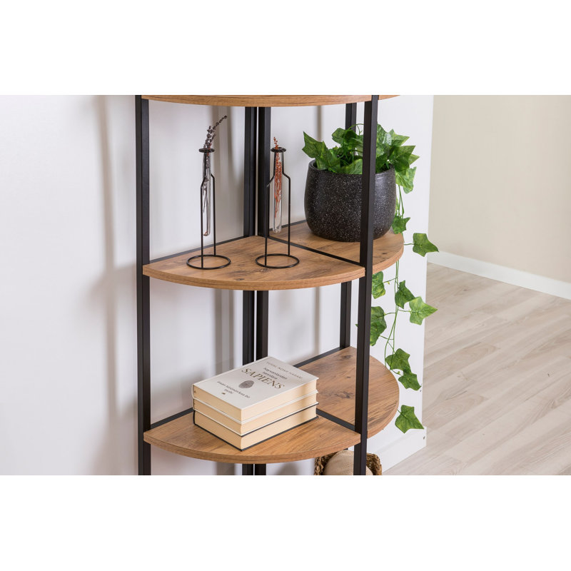 Bibliothèque moderne avec structure en métal, pin atlantique et finition noire, 25,9 x 61,0 x 13,4 pouces | 100% panneau de particules enduit de mélamine, épaisseur: 0,7 pouce | Solution de rangement élégante pour la maison ou le bureau, design durable et élégant