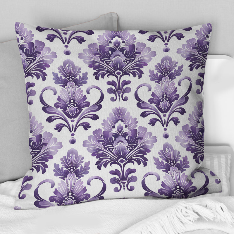 Coussin décoratif damassé à motif floral IV - Glam, H 16 po x l 16 po