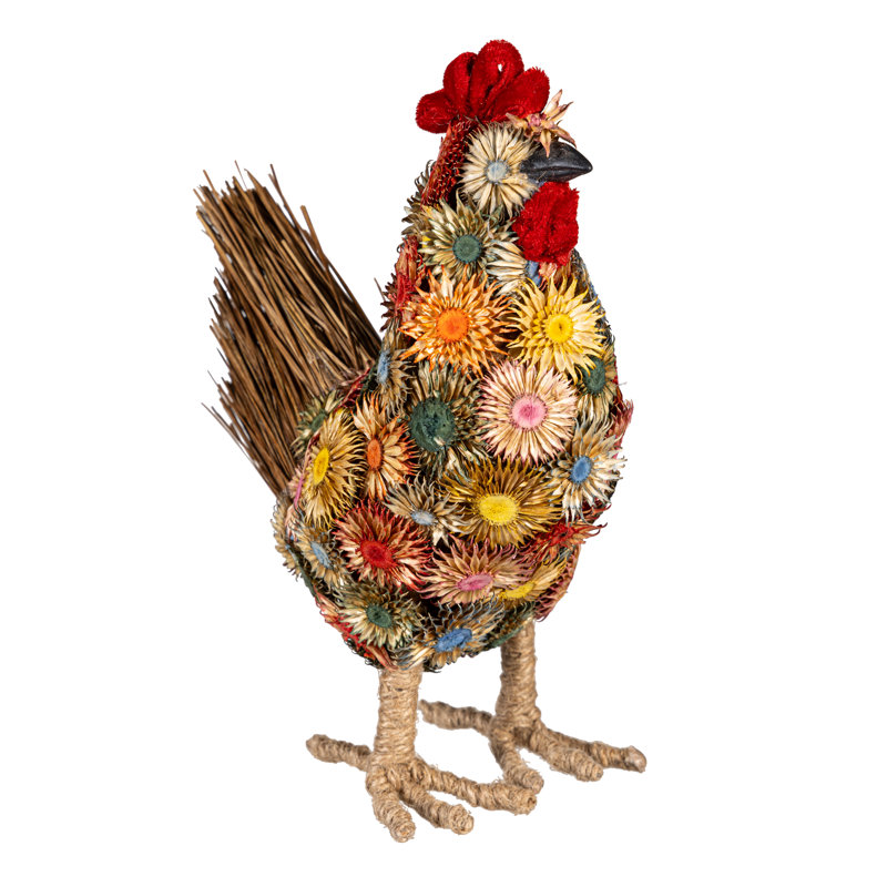 Décoration de table poulet séché floral, L 8,25 po