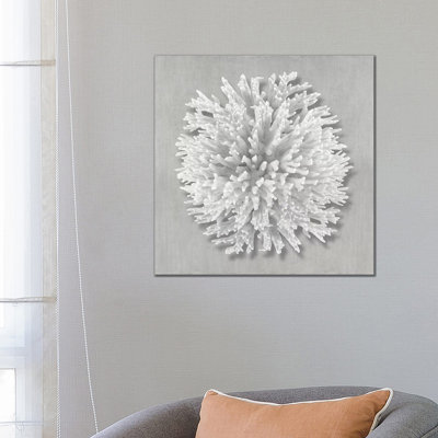 Coral on Gray I 1 Piece Wrapped Canvas Wall Art