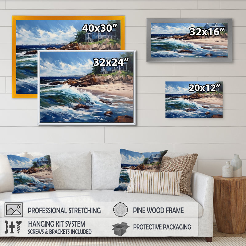 Beach House Tranquility III, reproduction d'art sur toile, H 12 po x l 20 po x P 1 po, Cadre flottant noir