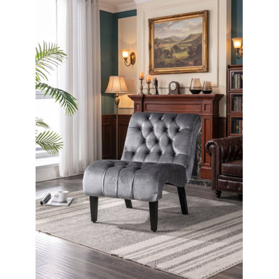 Fauteuil d'appoint en velours avec pieds en bois Sailvan