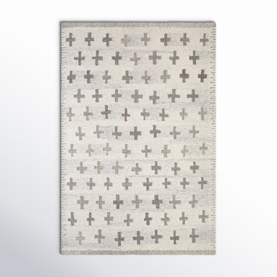 Rectangle Niara Abstract Hand Tufted Wool Area Rug in Brown/Ivory