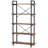 5-Tier Rustic Brown Industrial Metal Bookshelf Unit With X-Brackets For Enhanced Stability And Versatile Storage