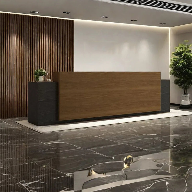 102.36” Elegant Writing Desk, Computer Table & Front Desk, Brown/Black