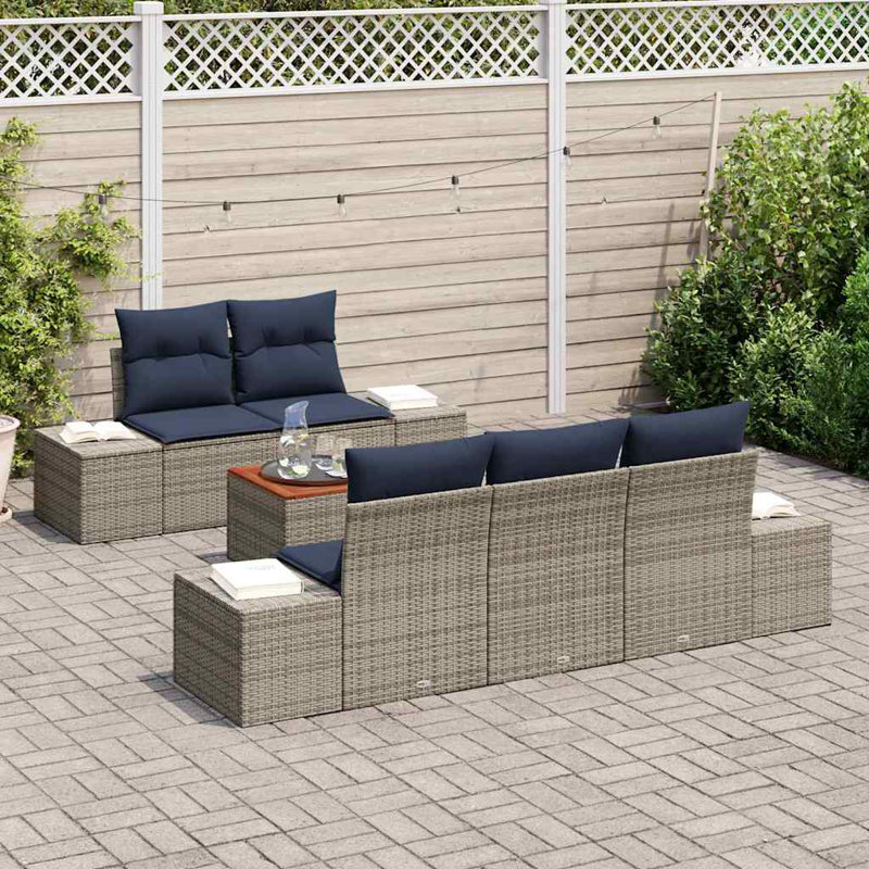 Ensemble de canapé de jardin avec coussin 6 pièces vidaXL, Coussin bleu marine / structure grise