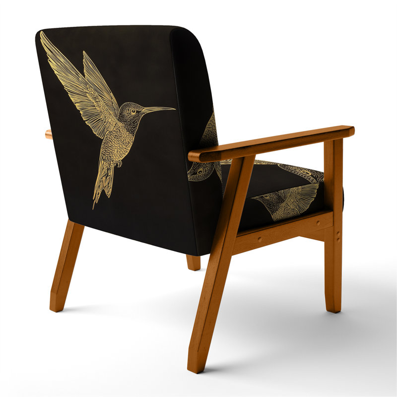 Chaise rembourrée Hummingbird - Fauteuil Mystical Hummingbird, Brown Square Arms