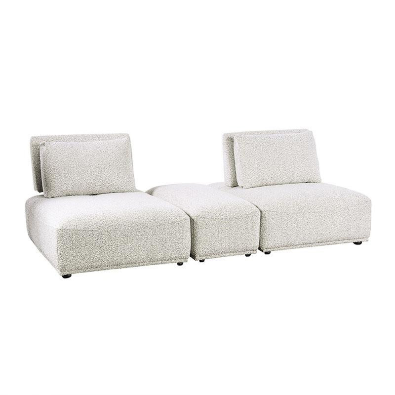 Stavan Modular Curved 2 Seat Sofa Set, Adjustable Backs, Light Gray Boucle