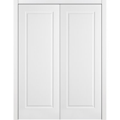 1-Panel Pre-Hung White Laminated Traditional Interior Double Door