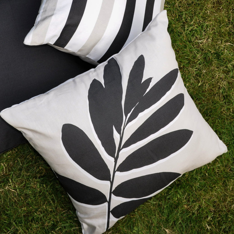 Indoor / Outdoor Floral Square Throw Pillow Cover, Natural