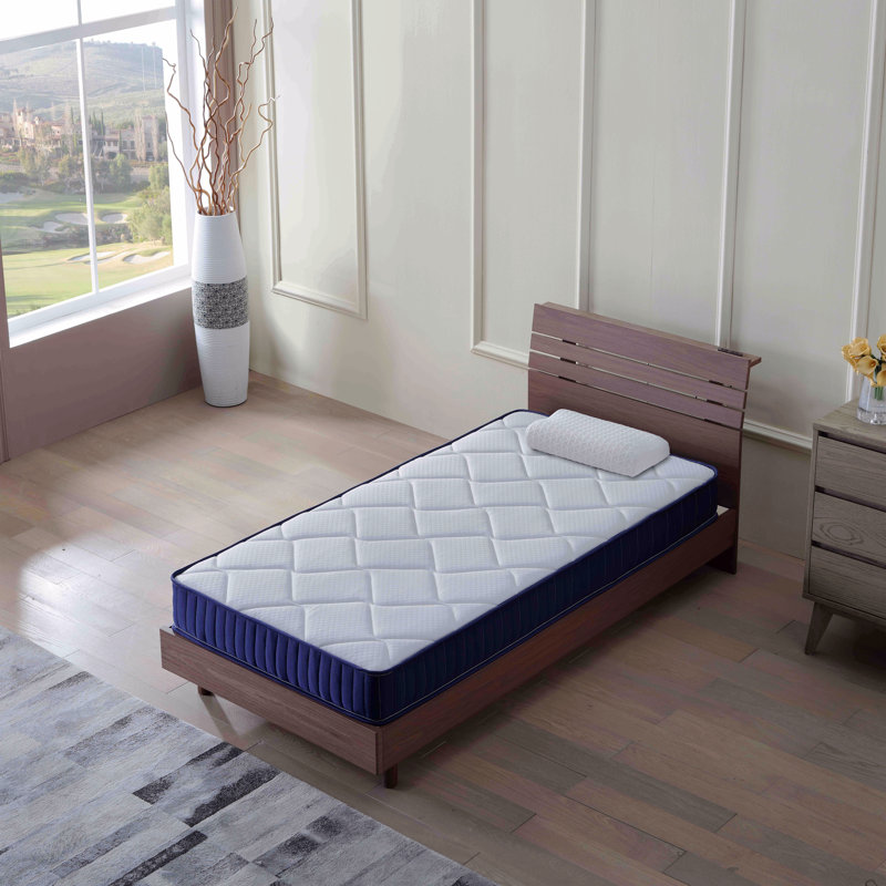 Matelas simple de 6 pouces, matelas hybride en mousse et à ressorts dans une boîte, tissu mi-doux, respirant et support adaptatif