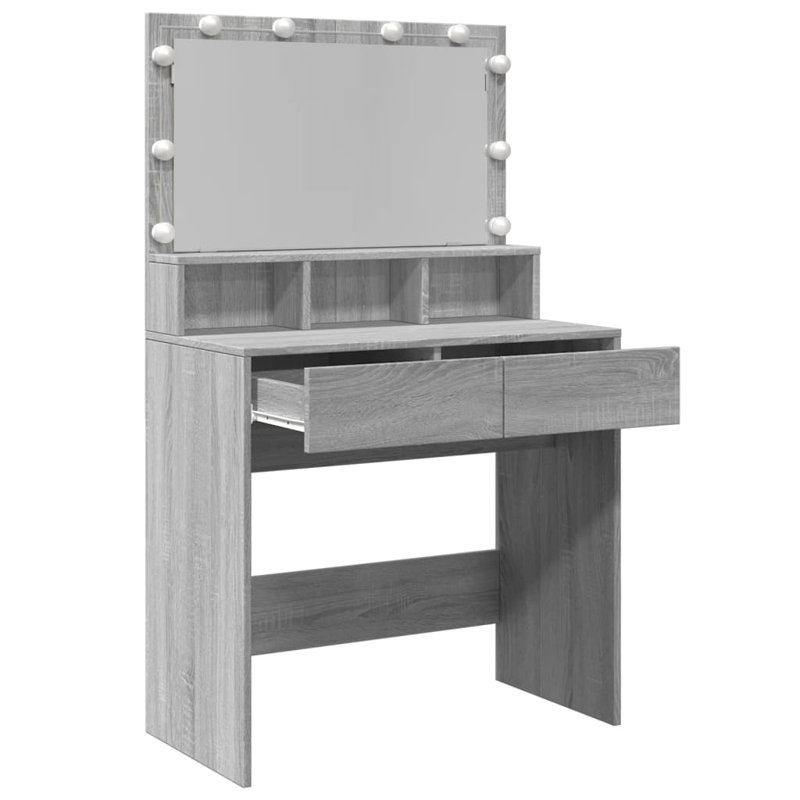 Dressing Table with Mirror, Grey Sonoma