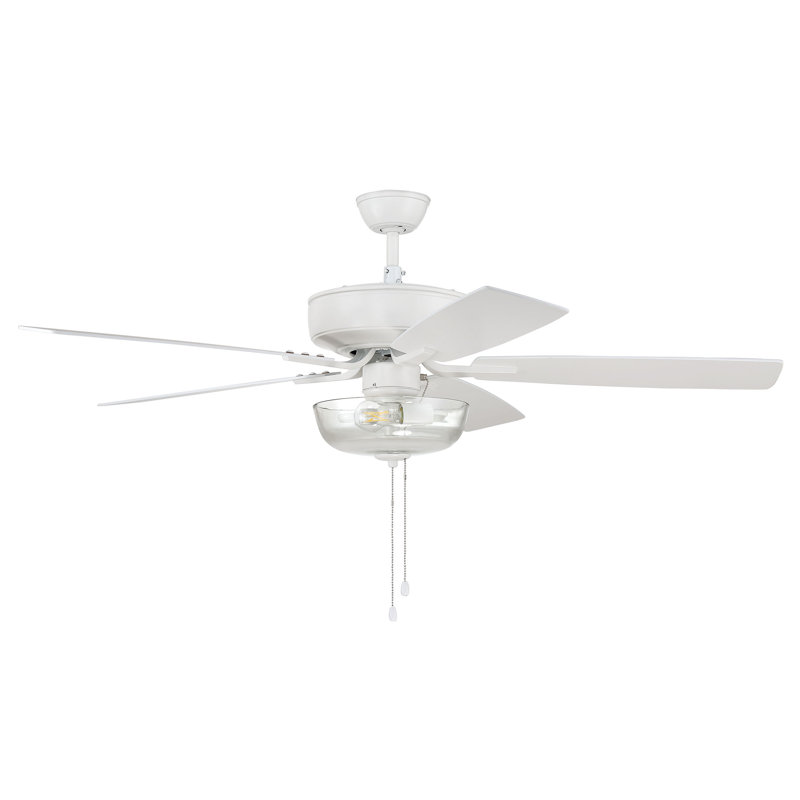 52'' Ceiling Fan with Light Kit, White