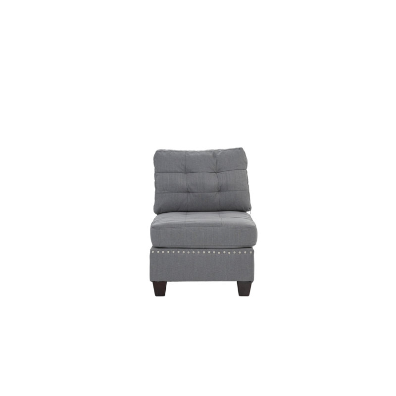 Tissu gris modulaire 3 pièces avec tissu robuste et support en bois
