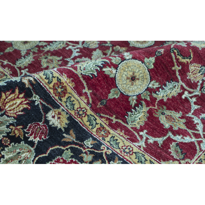 Hand-Knotted High-Quality Red and Black Area Rug