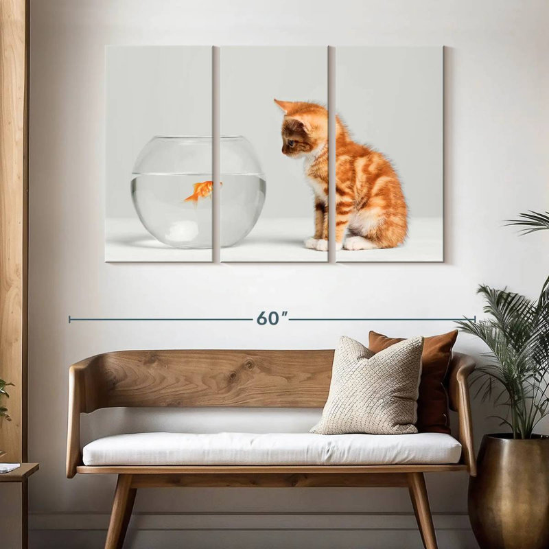Brampt Pet Fish And Kitten, 32" H x 50" W