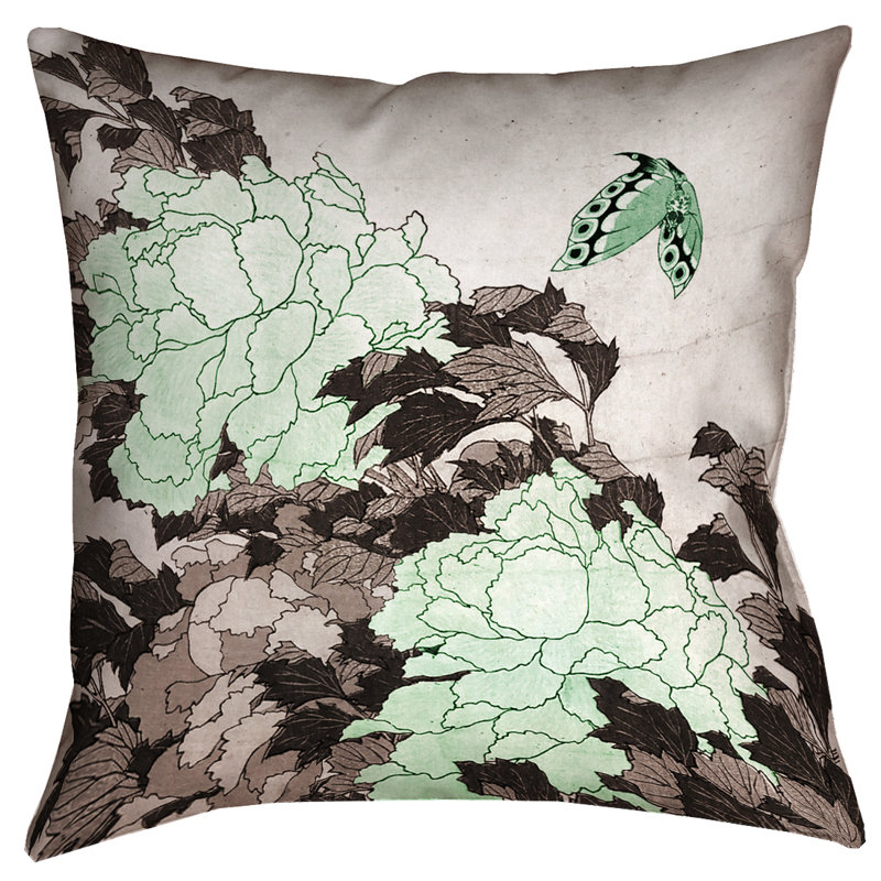 Coussin Katsushika Hokusai, 18 po x 18 po, Vert