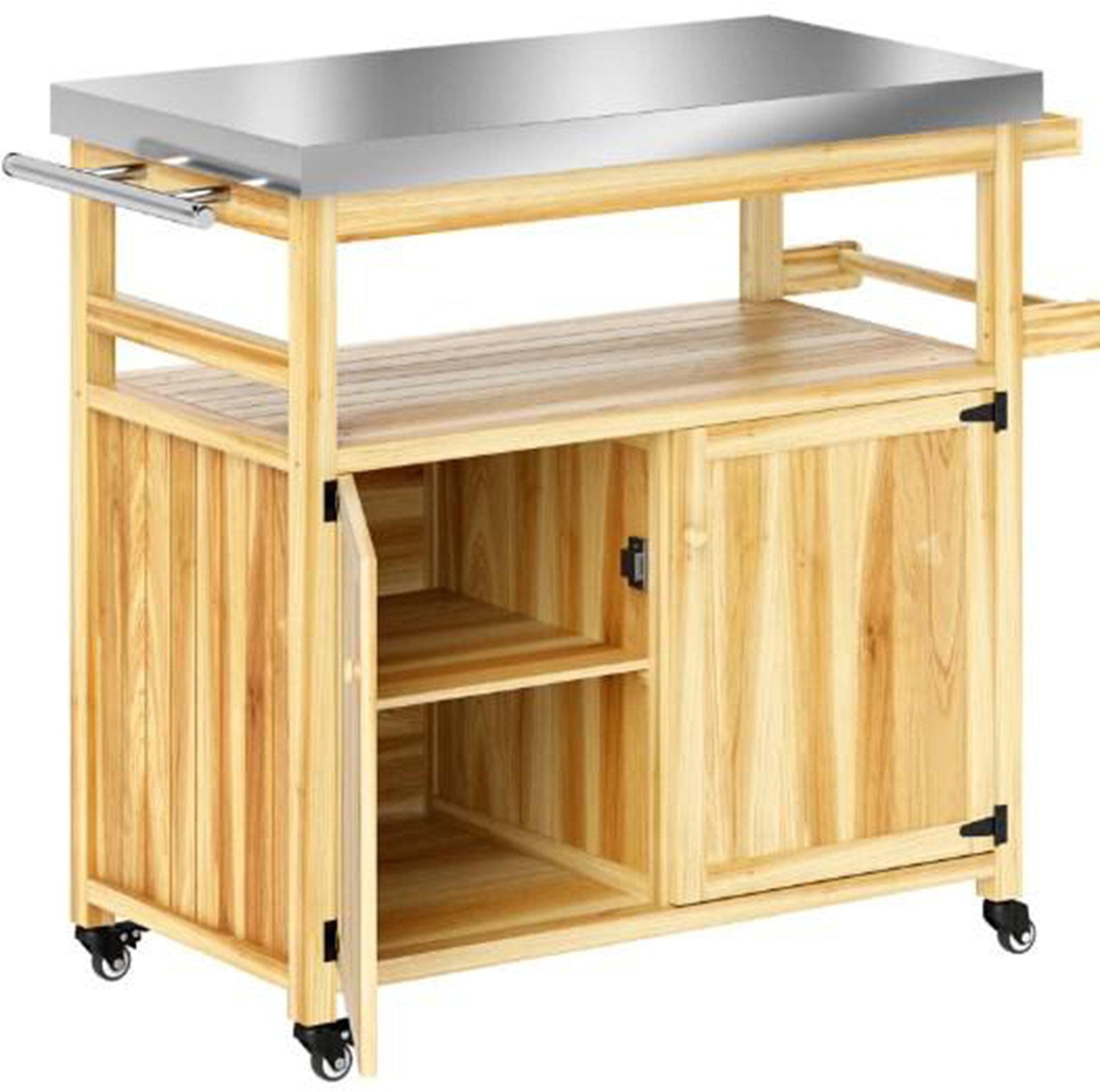 Latitude Run® Solid Wood Outdoor Kitchen Island,Outdoor Grill Cart,with ...