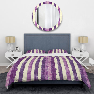Ensemble de housse de couette mauve blanc Glam Stripes I - Glam