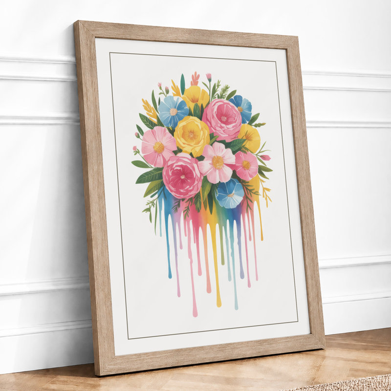 Blooming Cascade Botanical - Framed Print, A1 - 84.1 x 59.4 cm, Oak