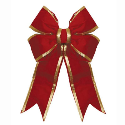 24" Bow Red Velvet Gold Trim 4-Loop