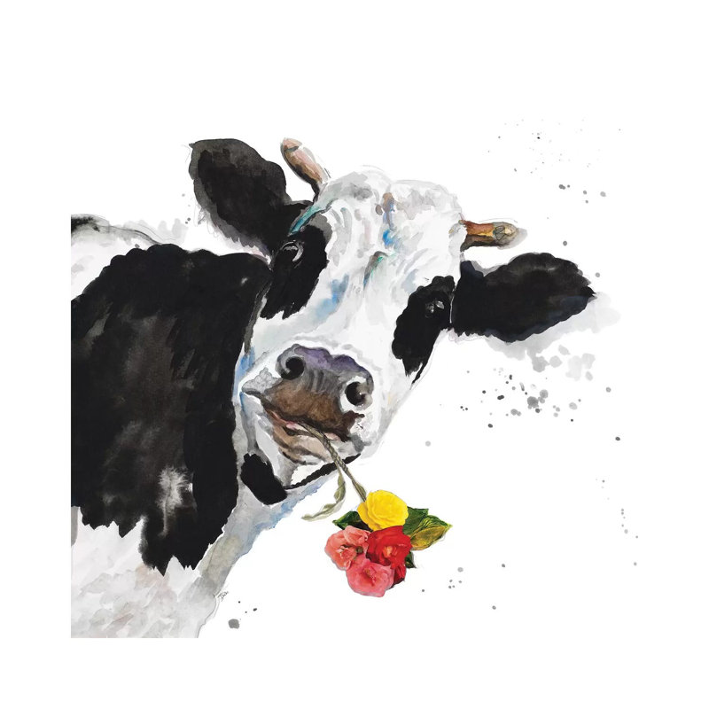 «Crazy Cow» par Patricia Pinto - impression d'art graphique, Toile tendue, H 37 po x l 37 po x P 1,5 po