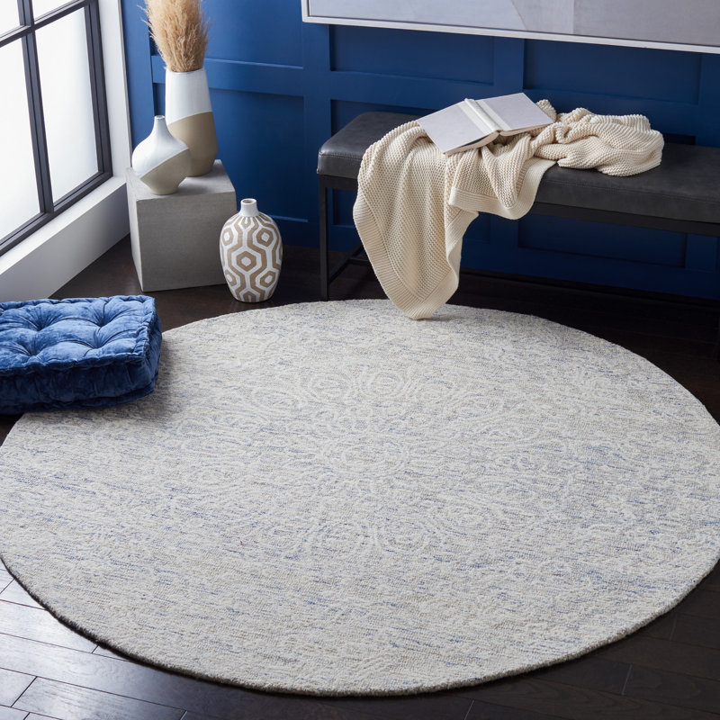 Metro Hand Tufted Indian Wool And Cotton With Latex Solid Colour Rug, Round 6'