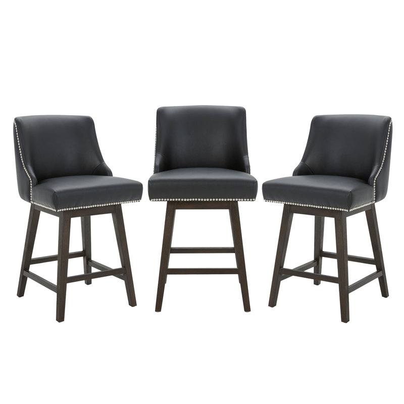 Arvelle Swivel Upholstered Counter Stool, Black