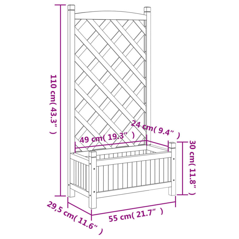 Lonne Planter Box, 110cm H x 55cm W x 29.5cm D, Brown