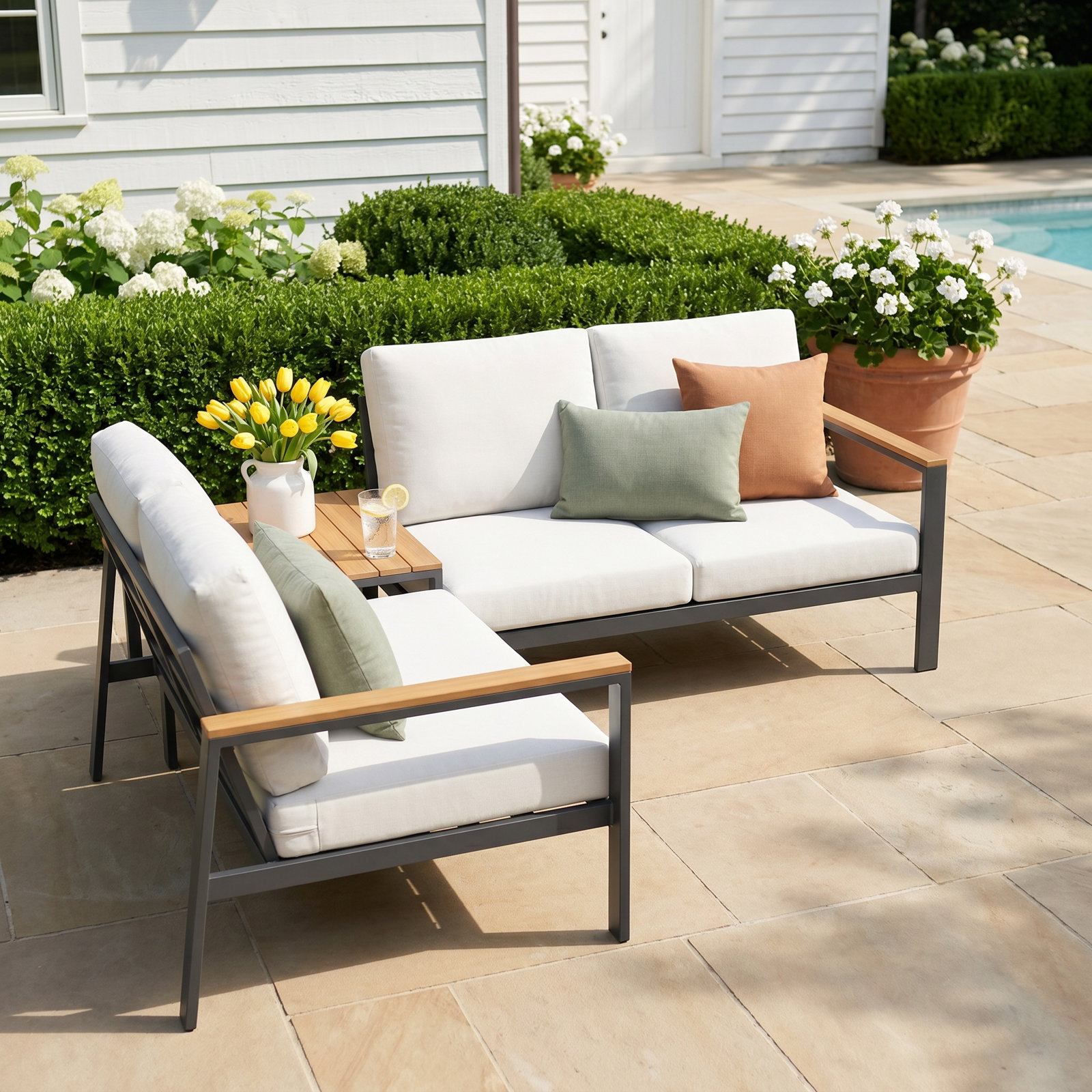 4-Person Patio Seating Group, Canvas White Sunbrella® Canvas