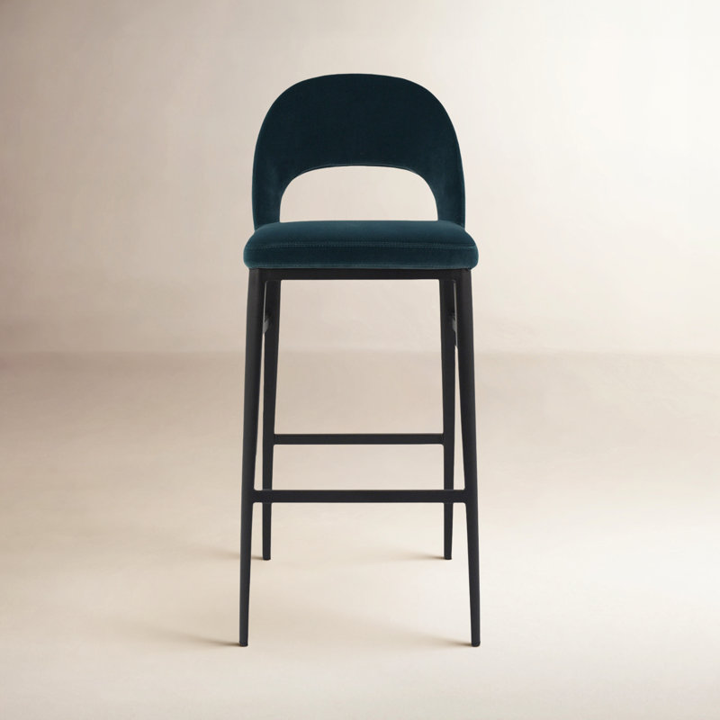 Roger Upholstered Stool with Metal Frame, Teal, Counter Stool (27" Seat Height)